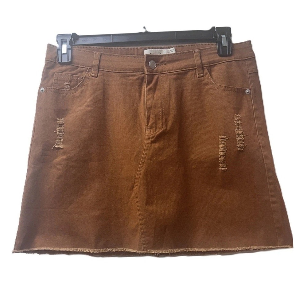 Denim by Ellison Womens Mini Skirt Large Distressed Raw Hem